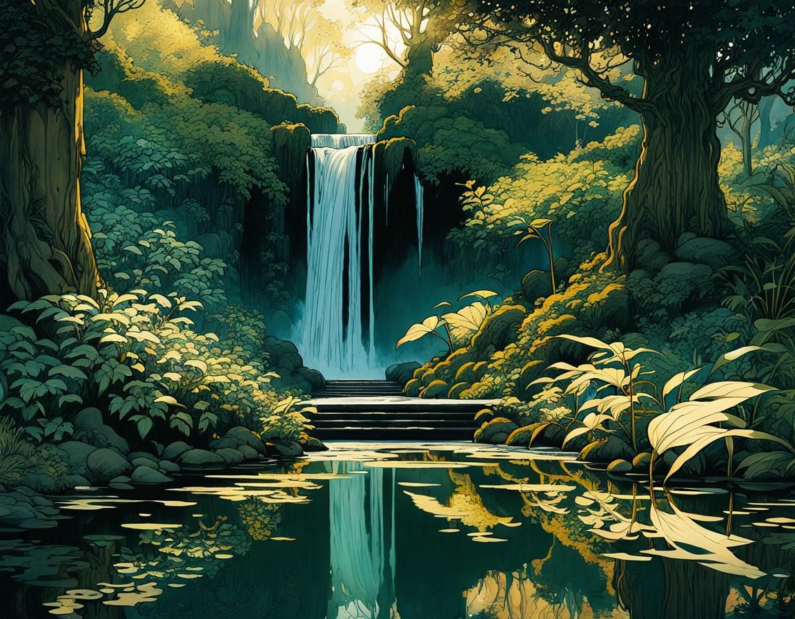 Secret garden, waterfall 