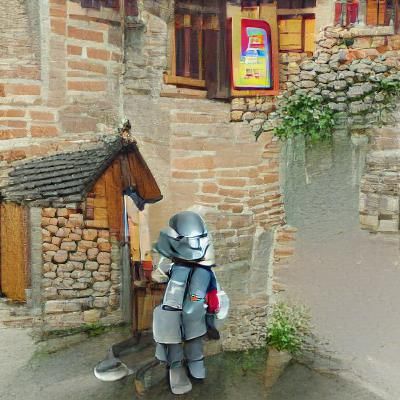 A short knight in a medieval village