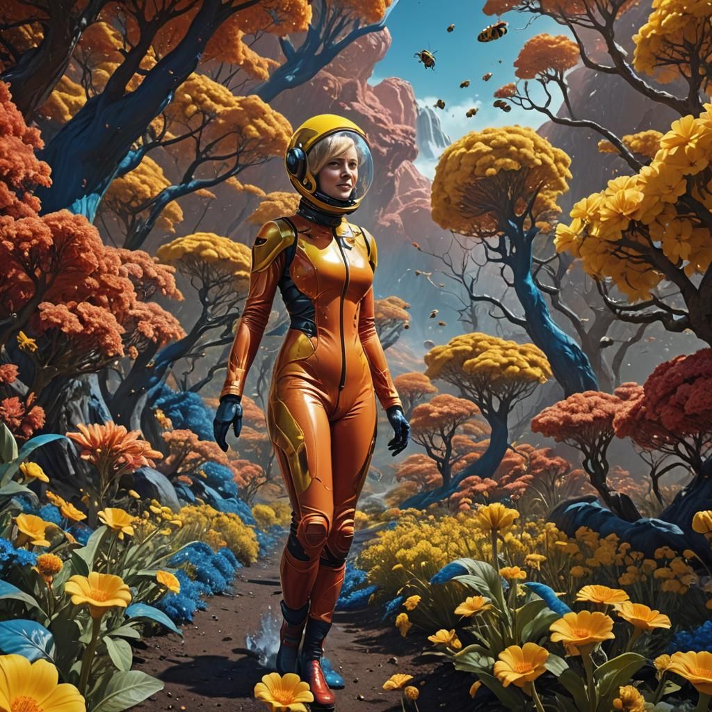 Alien Planet Woman in Space Latex Catsuit