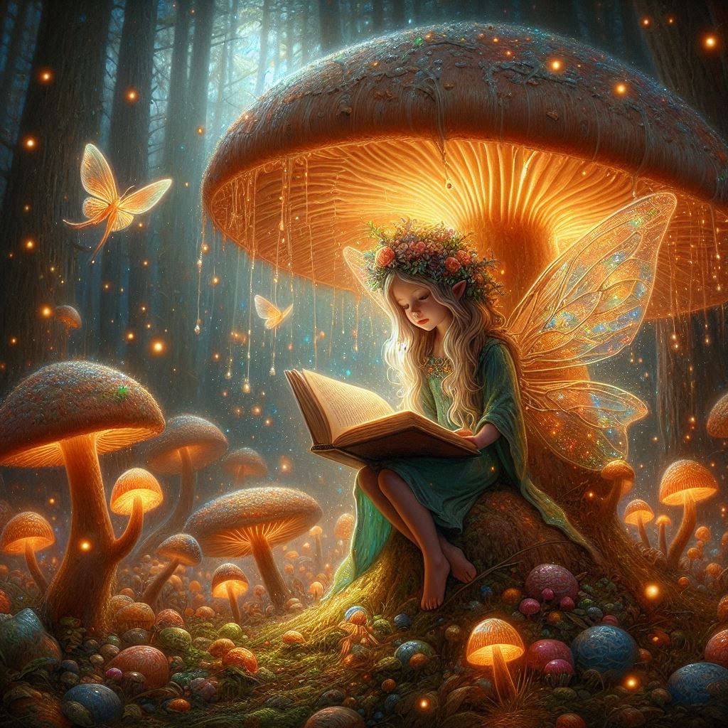 fairy reading a book.