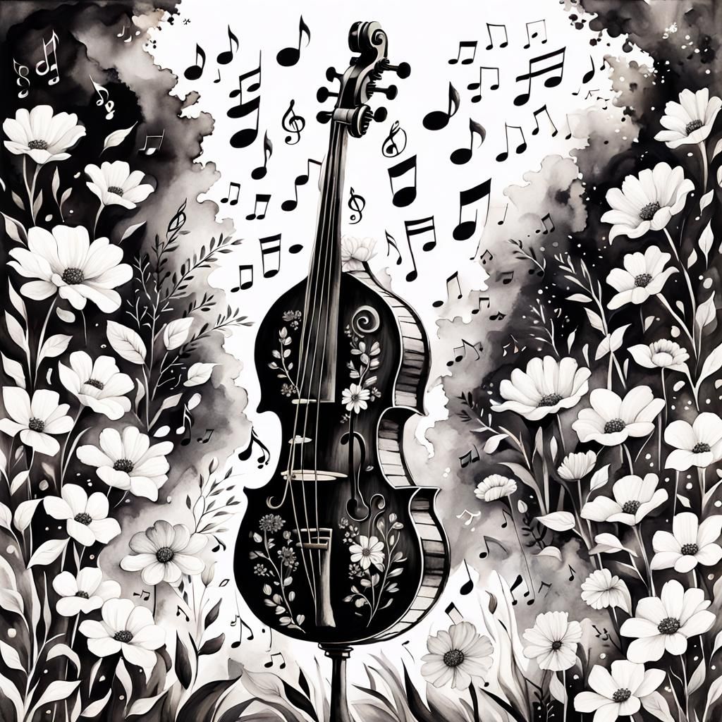 Highly textured, black and white abstract watercolor adorabl...