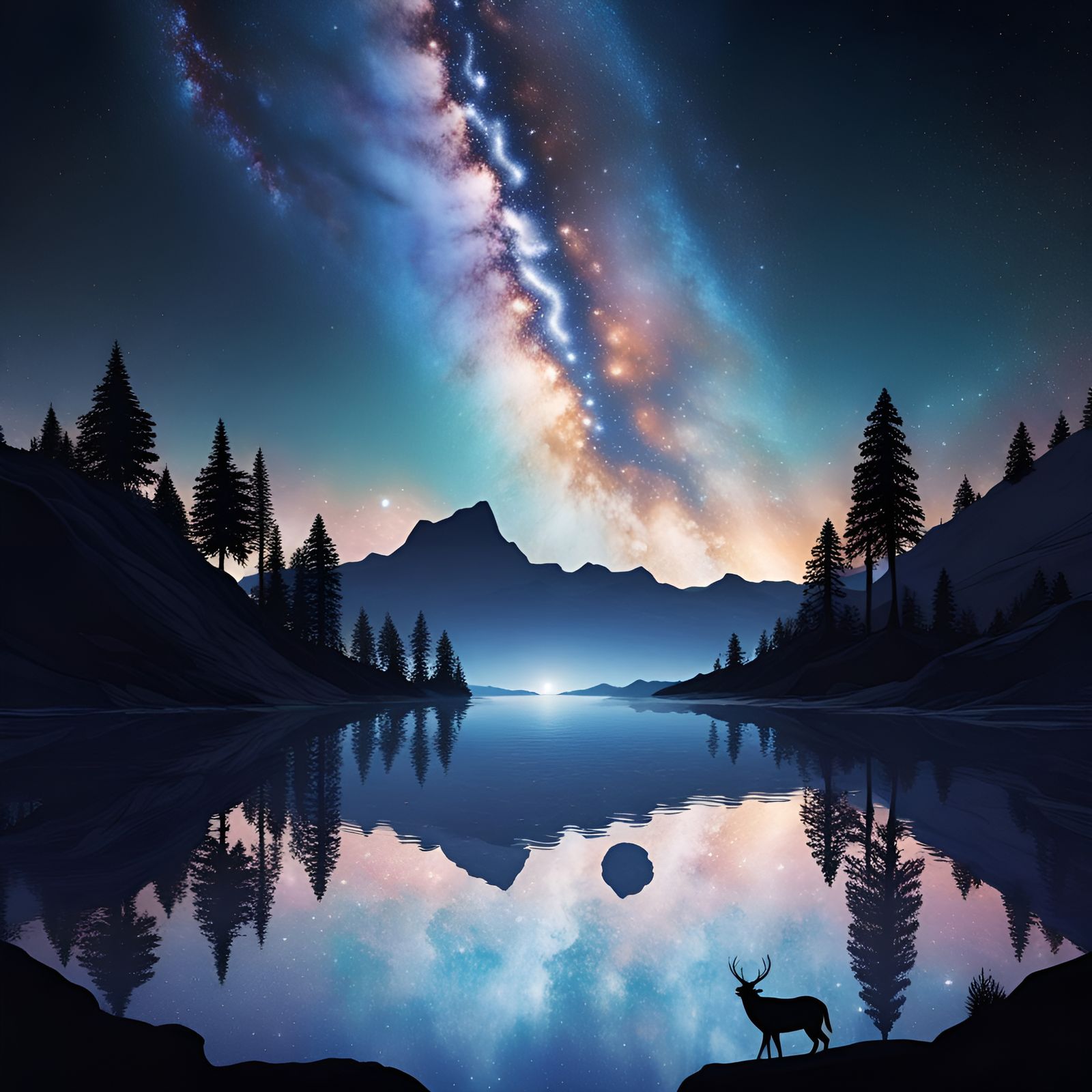 Craft a stunning celestial scene where the Milky Way galaxy ...