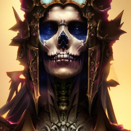 Dark fantasy skeleton, steampunk, head and shoulders portrai...