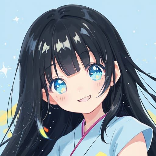 Pastel Blue Beauty with Sparkling Eyes