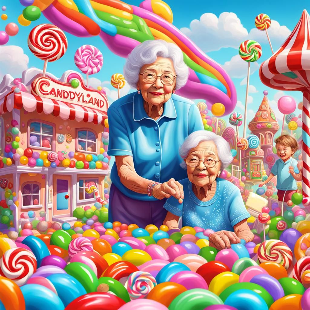 Aging adult nana plays candyland with her grandson. She knows the most valuable thing is the time they ...  by @Kandy Kane