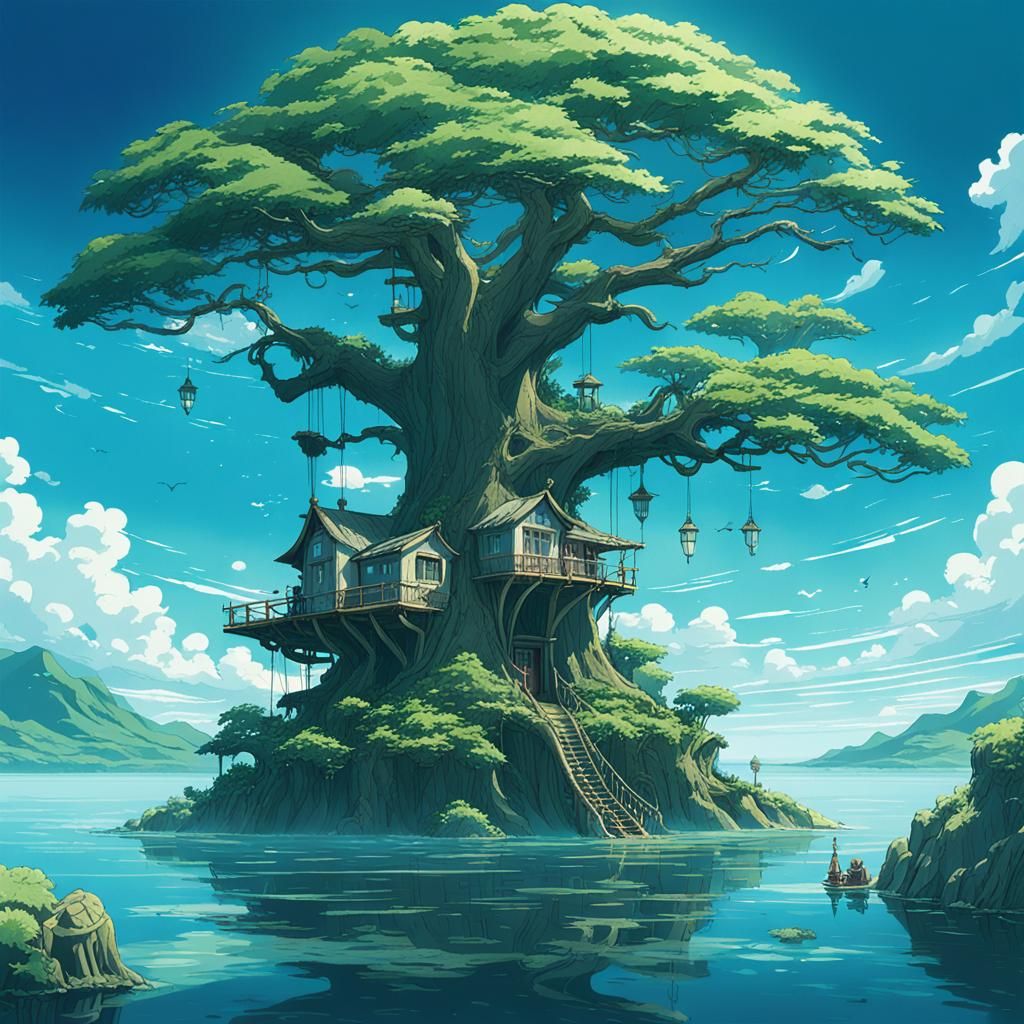 Tree houses AI Generated Artwork NightCafe Creator
