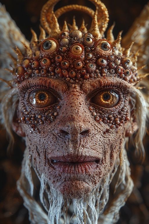 Cosmic horror. Closeup. A terrifying horrid extremely gargantuan , ghostly astral spirit apparition demented insane see through spectral bod...