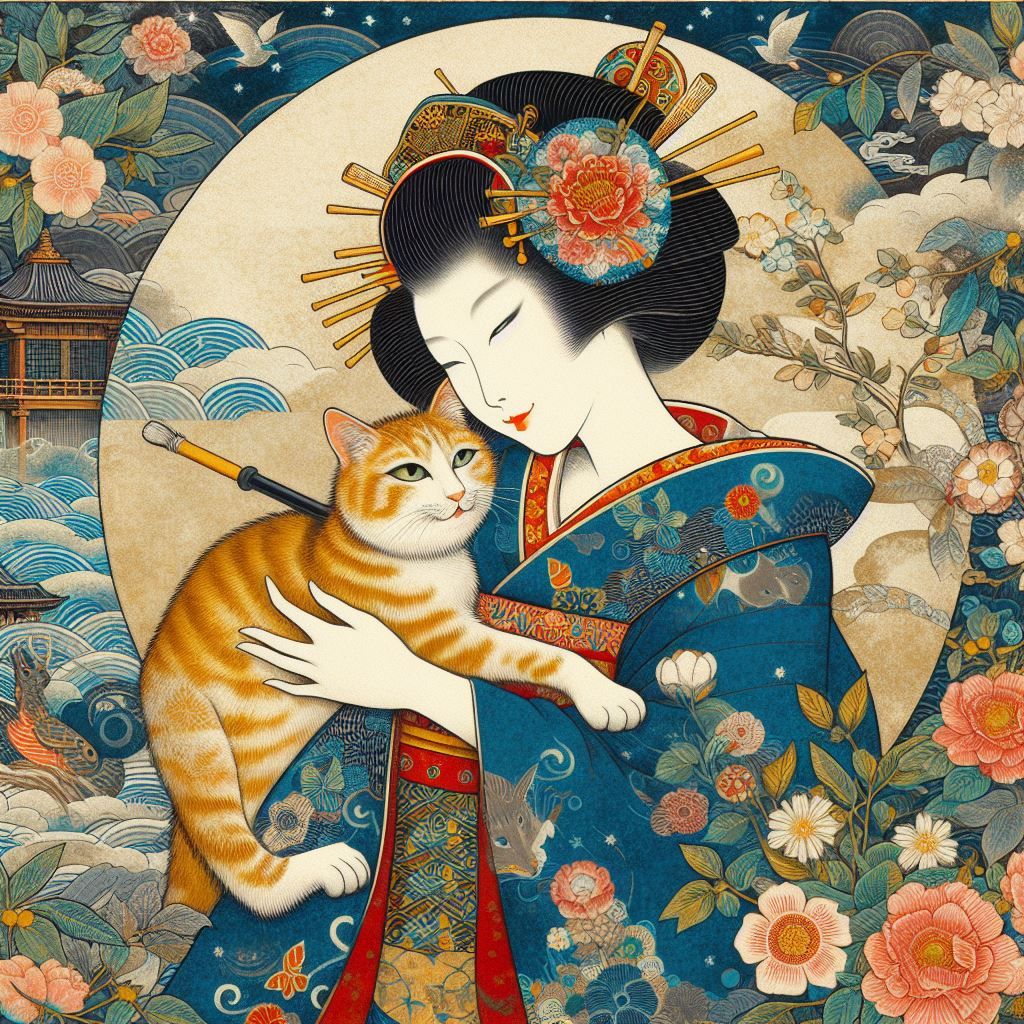 woman & cat