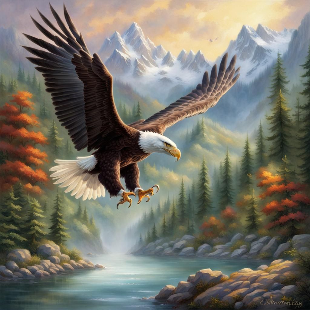 Majestic Bald Eagle - AI Generated Artwork - NightCafe Creator