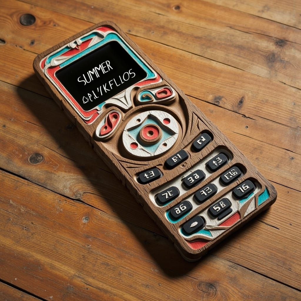 <lora:PacificNW FL:1.0>A chunky flip phone with stickers on the back, left open on a desk next to a burned CD labeled "Summer Playlist '05....