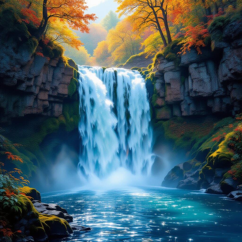 Waterfall in Autumn  by @Izabella