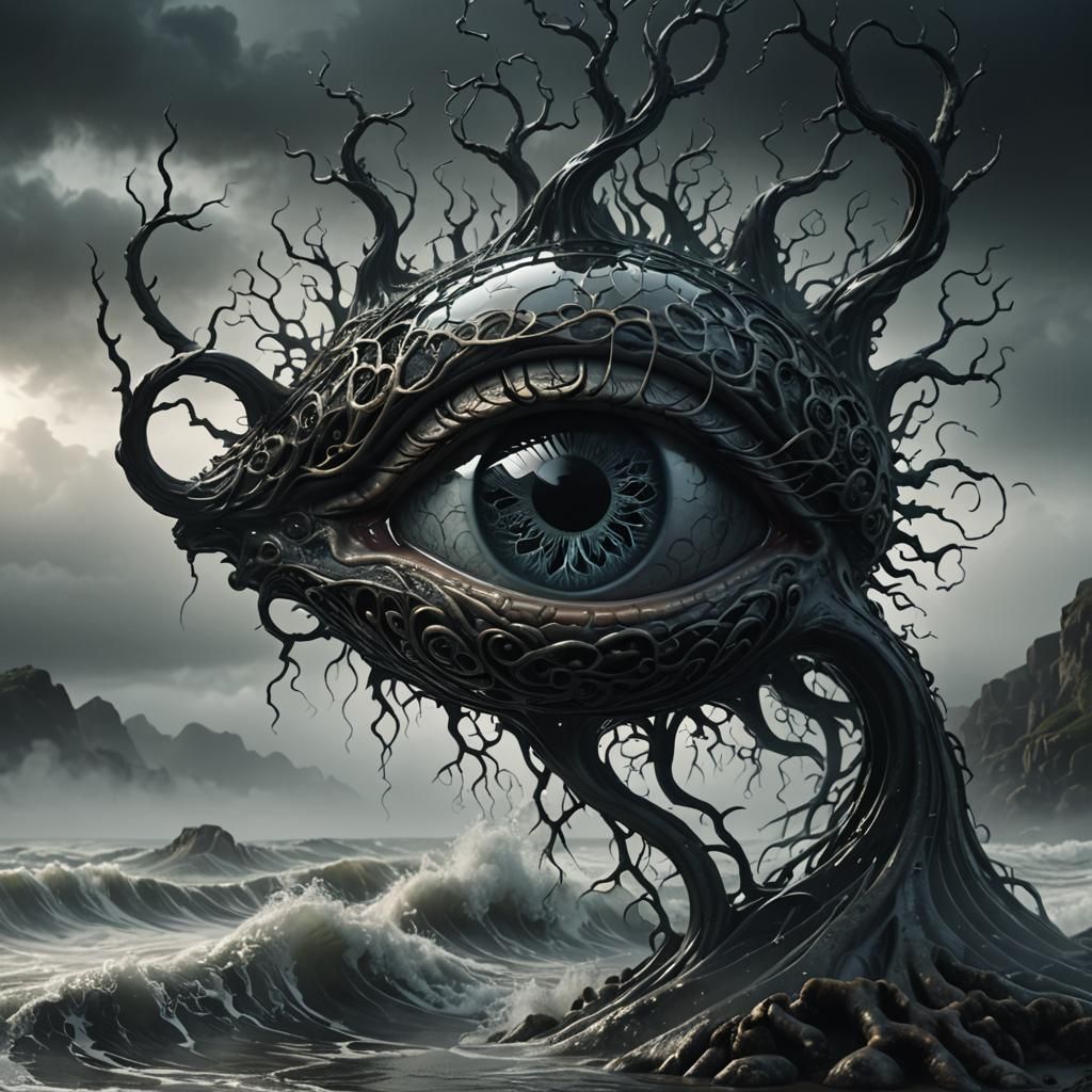 "A captivating 3D render of an optical illusion, illuminated...