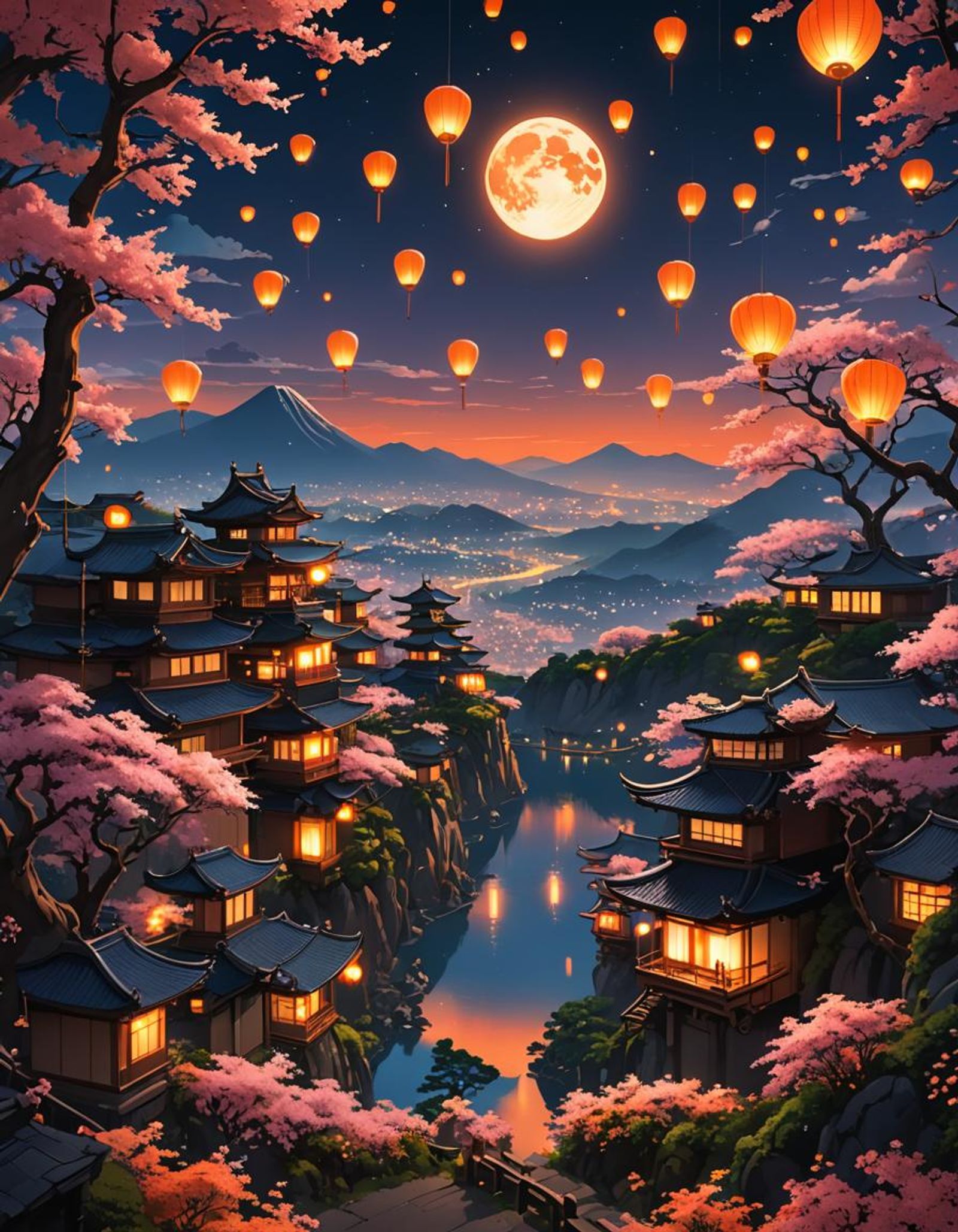 (magical artwork of a Spectacular views of a Japanese inspired ...