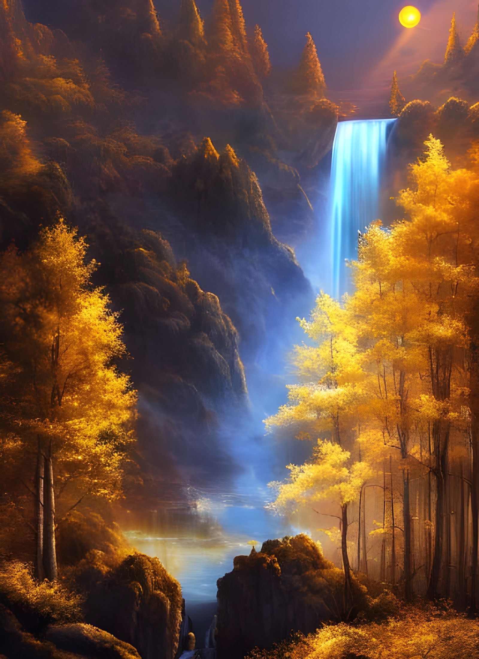 Golden Trees and Waterfalls  undefined
