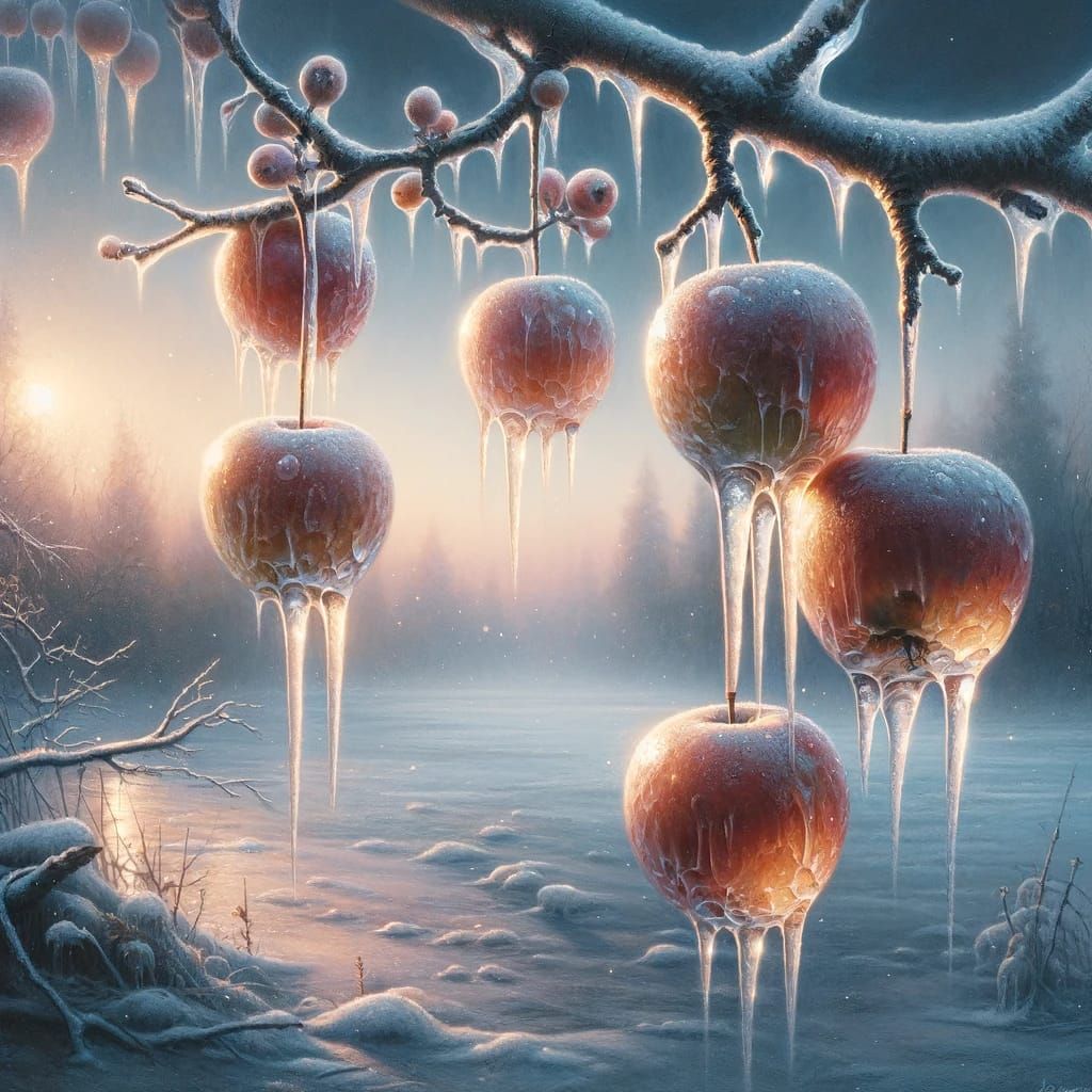 Here's phenomenon of ghost apples. This natural occurrence, where freezing rain encases apples in ice and the fruit deca...