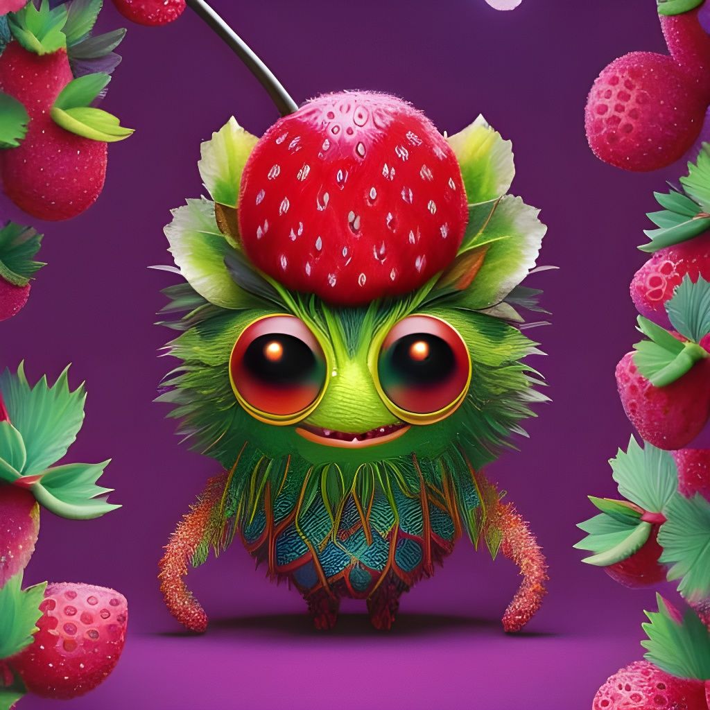 Happy little strawberry monster  by @Hobopulpo