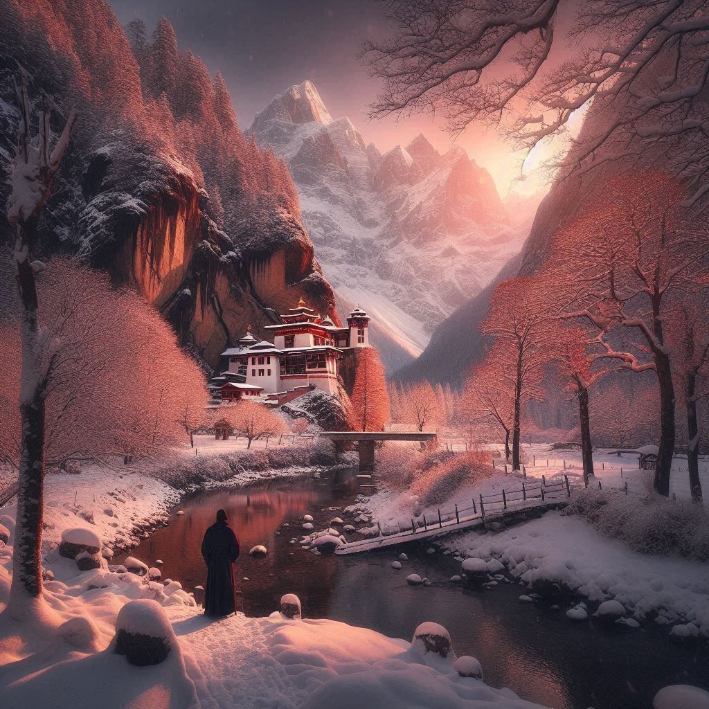 Monk and the mountains