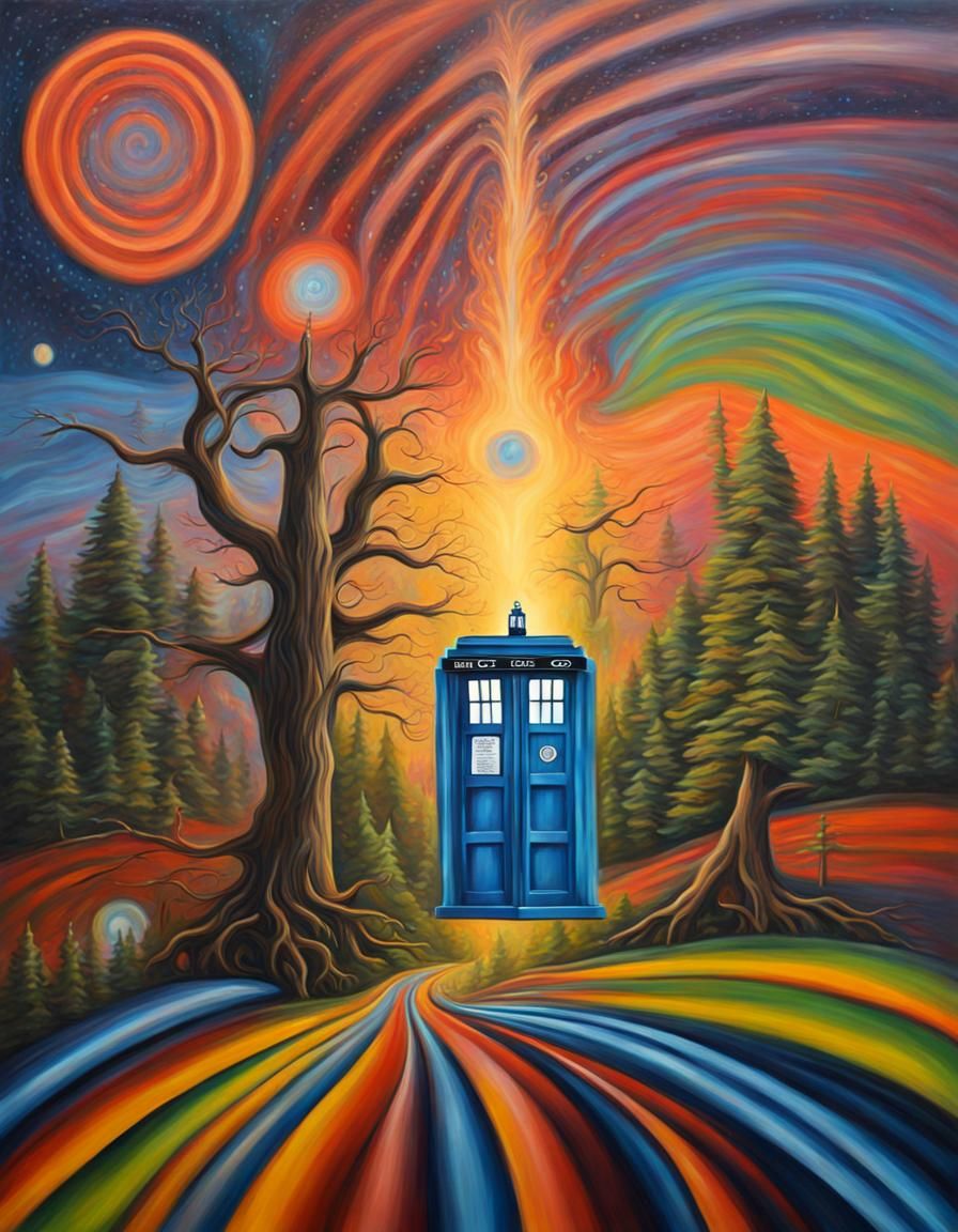 doctor who sci-fi psychedelic oil on canvas