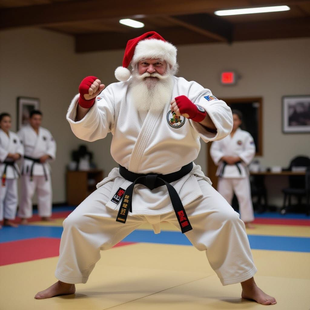 Santa Clause doing Martial Arts in North Pole Judo  by @Starlight