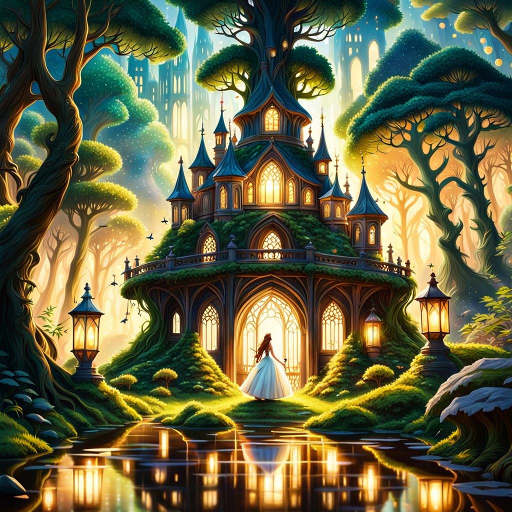 Cinematic Fairy Tale Enchanted Forest Scene - AI Generated Artwork ...