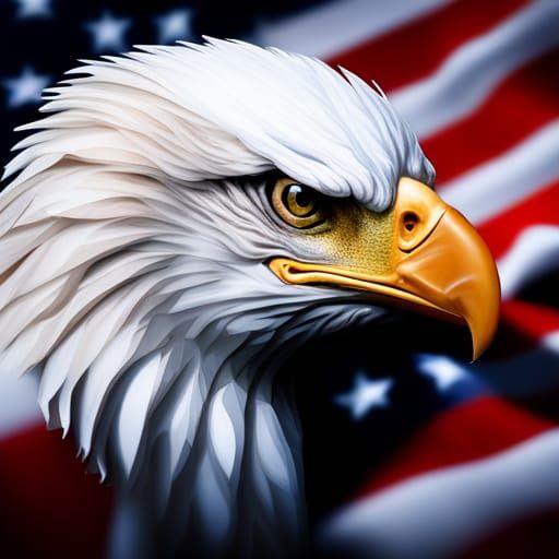 Bald Eagle and An American Flag  by @BrideOfMorpheus