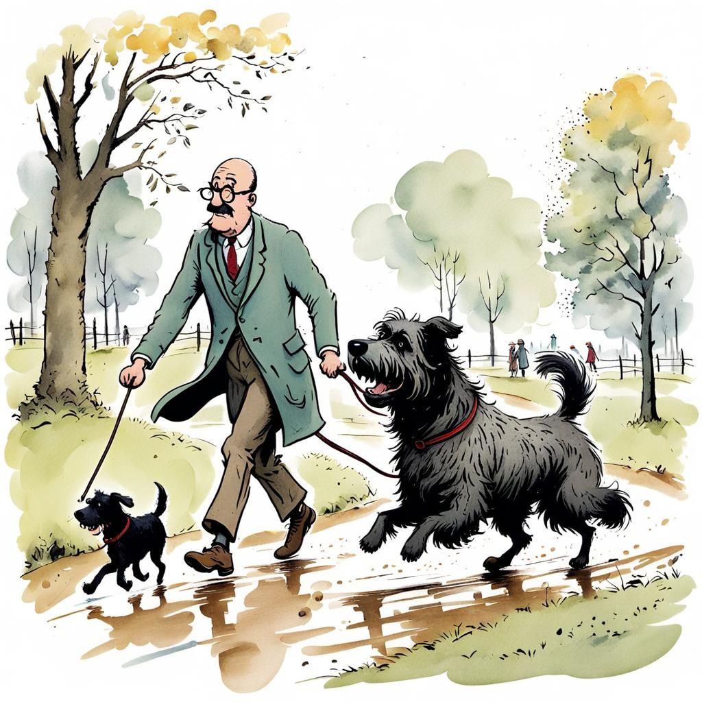People are walking their dogs