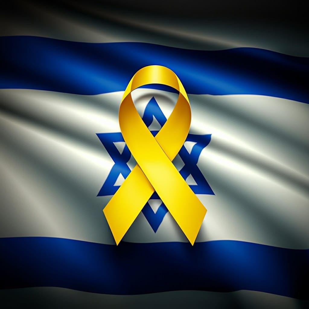 Yellow Ribbon on Israeli Flag: A Symbol of Solidarity