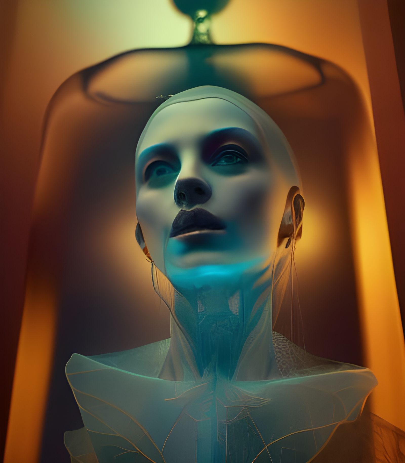 Amber Venetian Glass Sculpture: Hyperrealistic Art Photograp...