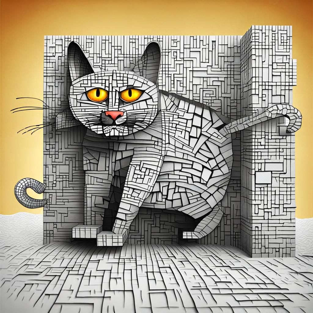 Fat Cat Graffiti Catching Mouse in 3D