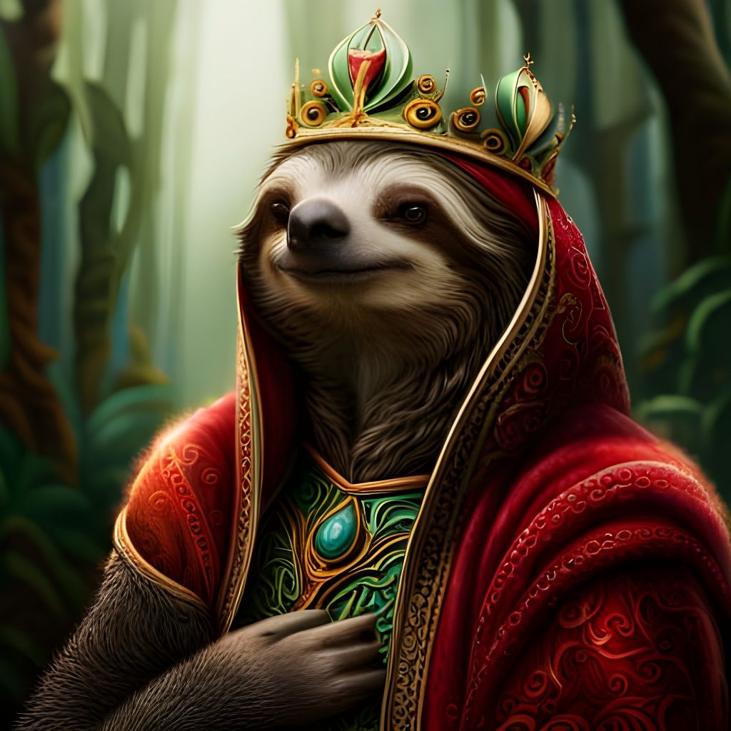 Her Majesty, Queen of Sloths  by @Curiously