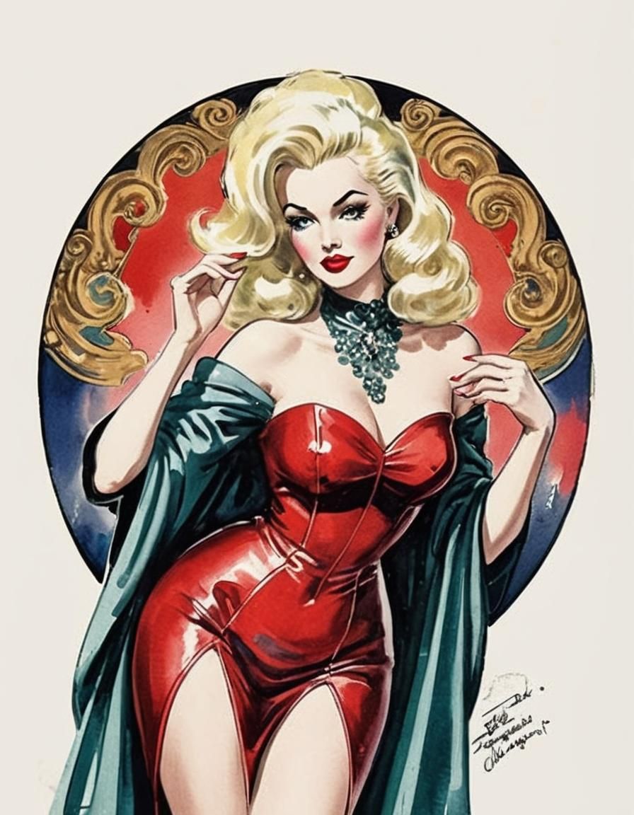 Watercolor Pinup
