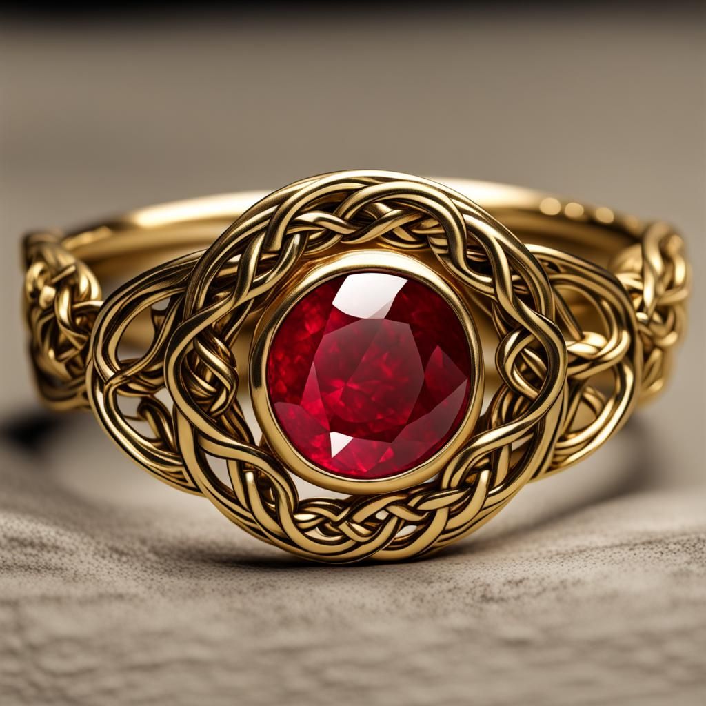 Celtic knot double ouroboros serpents ornate gold faceted re...