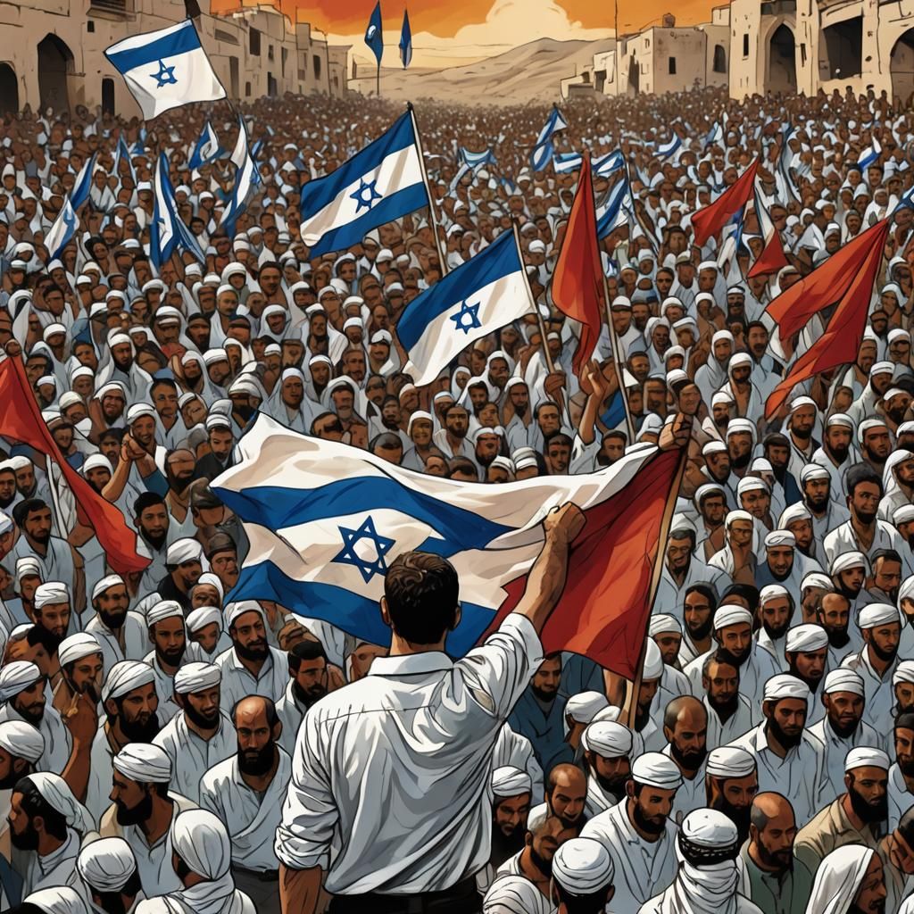 Man Holds Israeli Flag: Concept Art