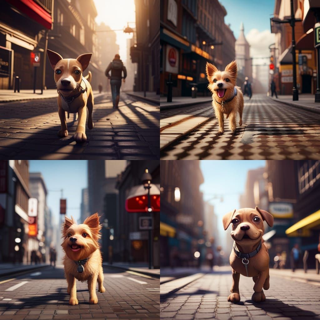 dog walking in the streat