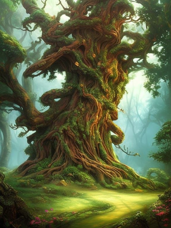 Ancient Lovely Tree in the Forest