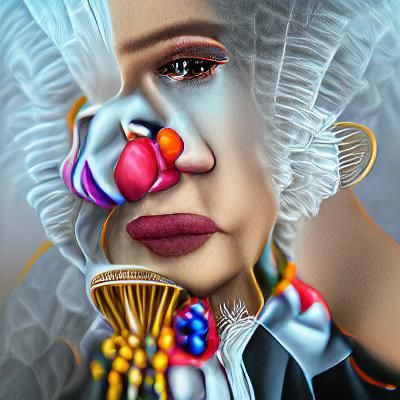 Sad clown Marie antoinette elegant high fashion chic haute c...