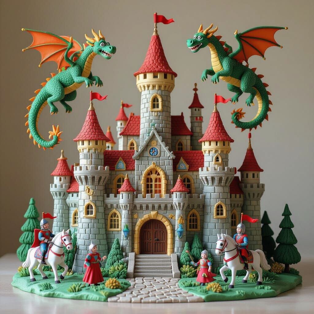 Plasticine Palace with Dragons and Knights