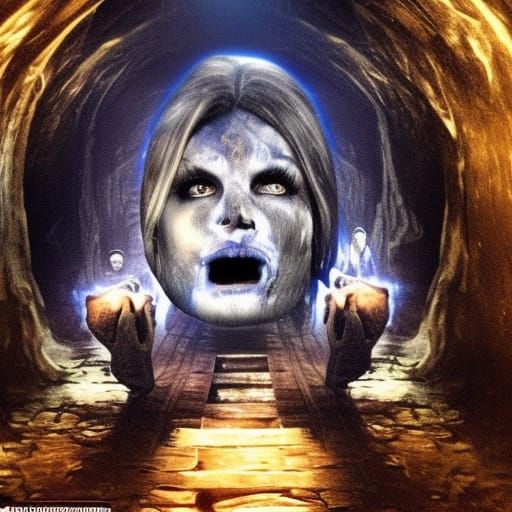 The zombies cry's of anger then echos around the big black  walls of the cave while we move slowly down the never ending...