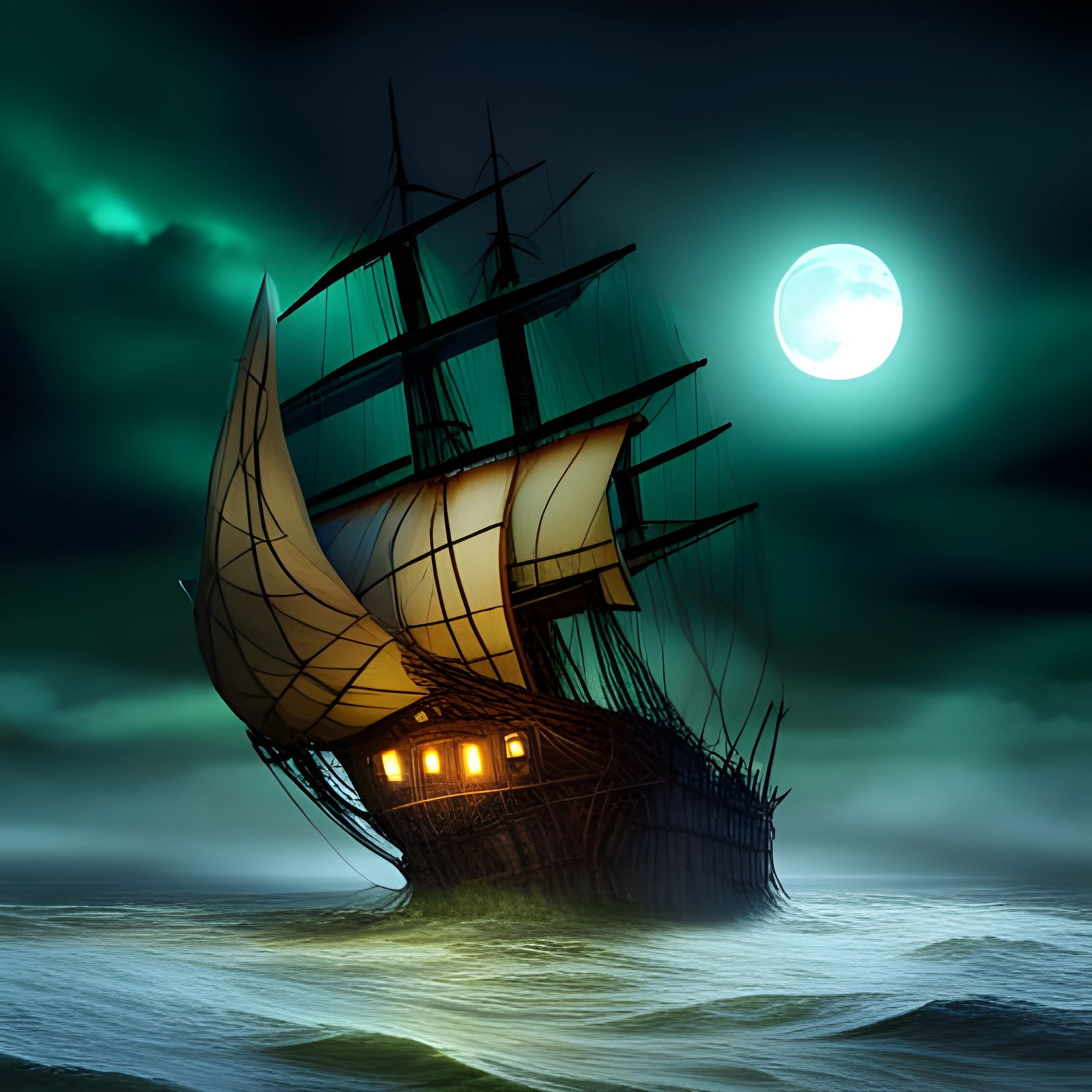 The ghostly ship, haunted from its stern to its bow.