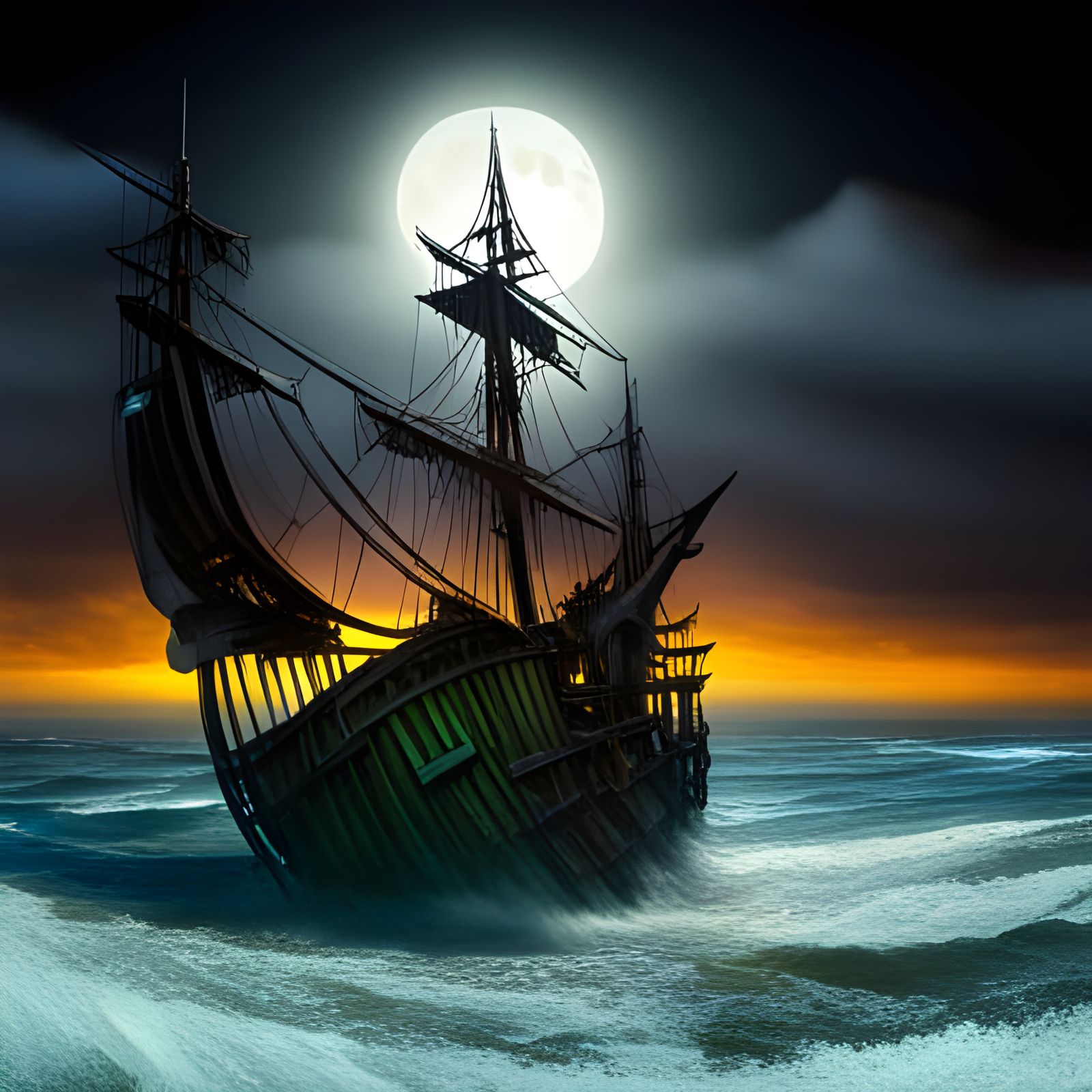 The ghostly ship, haunted from its stern to its bow.