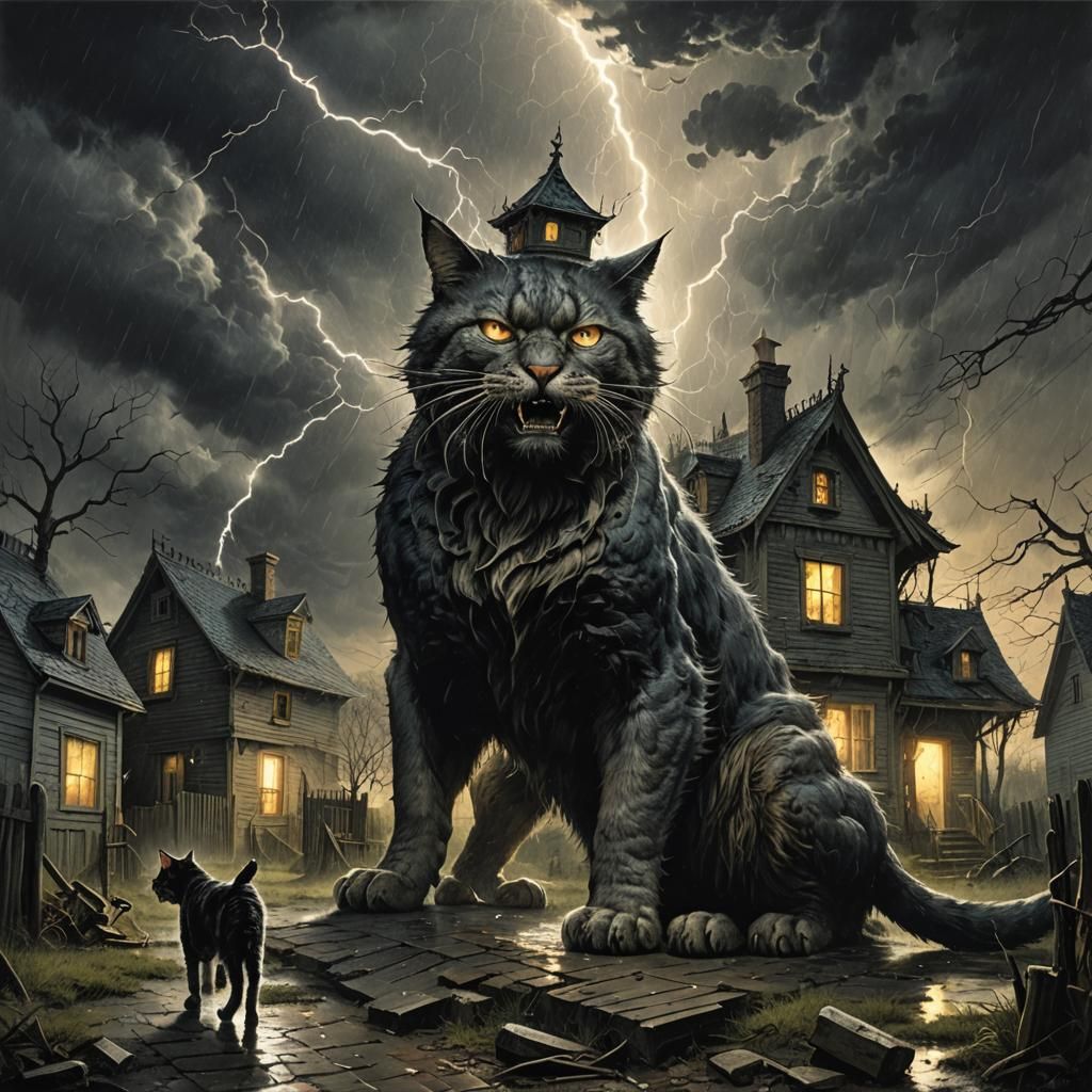 Terrifying giant cat - AI Generated Artwork - NightCafe Creator