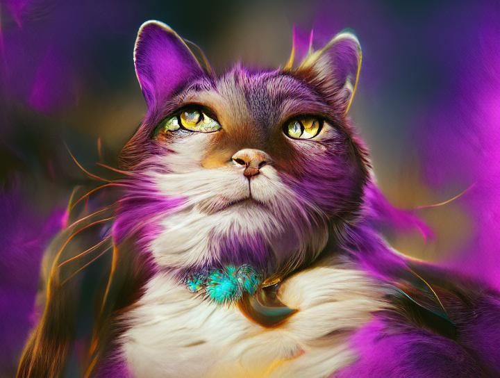 Beautiful cat with purple fur trending on Artstation