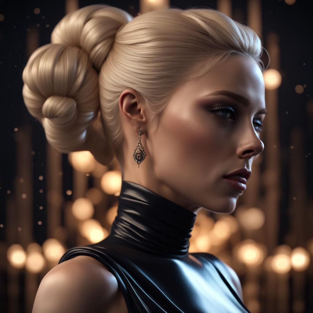 Young Beautiful Female model Beautiful. Blonde hair all pull...