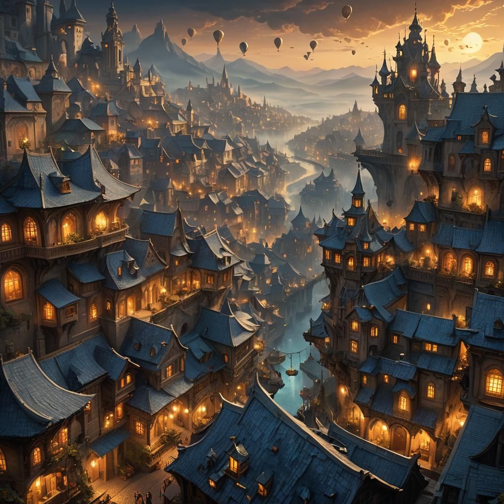 Baroque Fantasy City in Perpetual Twilight