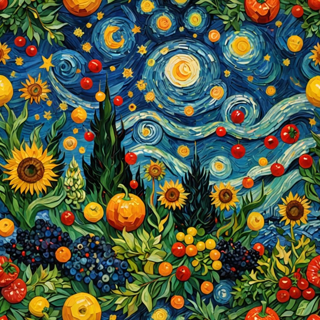 When Van Gogh was in charge of the fruit and veggie tray... - AI ...