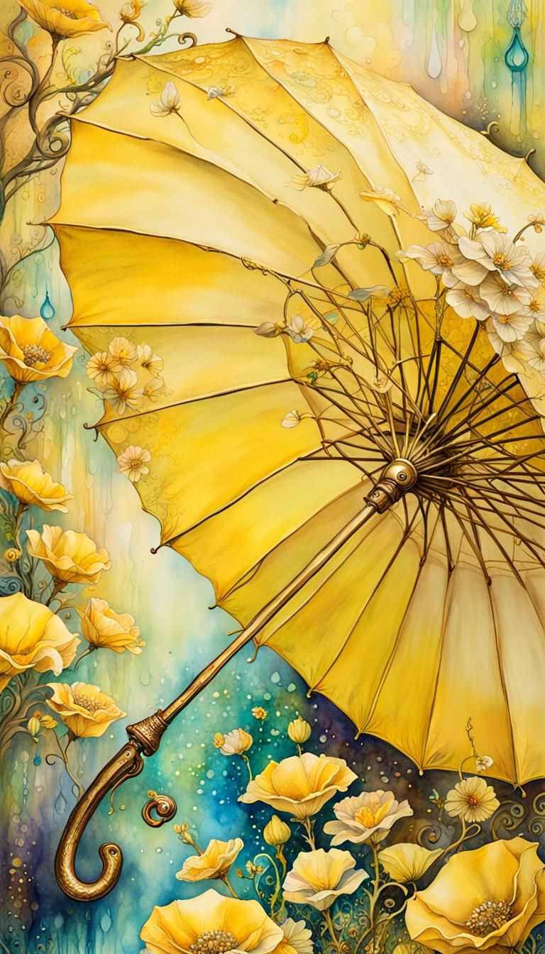 Josephine wall WLOP chaotic Alcohol ink Yellow watercolor ba...