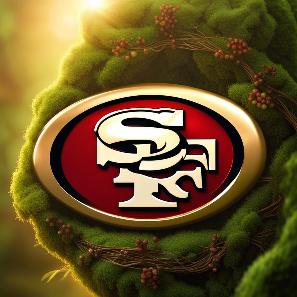 49ers logo wrapped in vines and moss