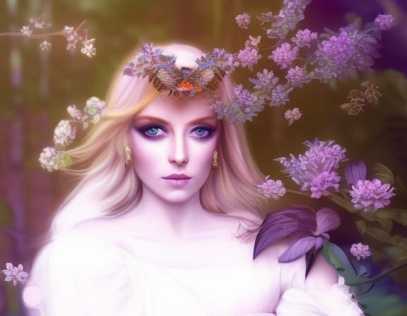 Queen of fairies , intricate blue eyes, delicate face, portr...