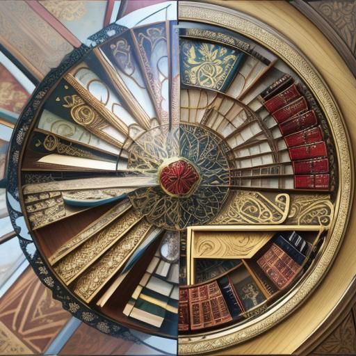  Detailed Intricate Calligraphic Art Nouveau Cedar Desk in Jewelled Ornate Library 