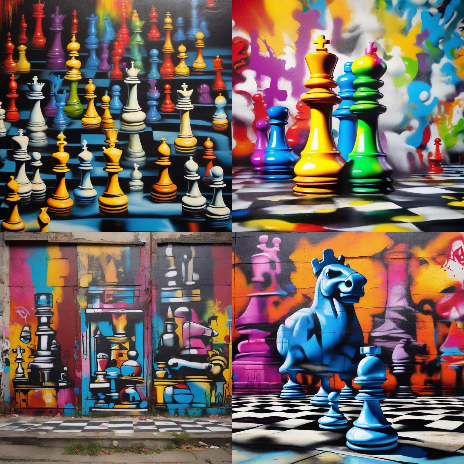 Chess hall wallpaper graffiti art, splash art, street art, spray paint